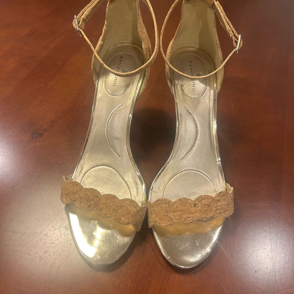 Bandolino Madia Dress Sandals - tan and gold